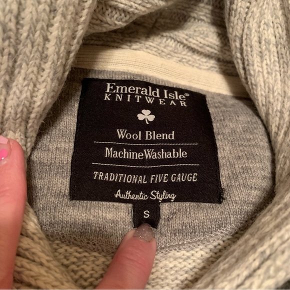 Gorgeous Aran Wool Cableknit shawl collar sweater/ from Ireland - Picture 2 of 6